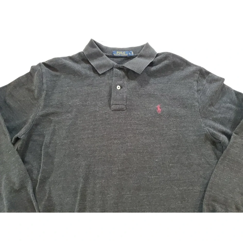 Ralph Lauren Polo Shirt Mens L‎ Dark Gray Pony Casual Long Sleeve
